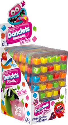 CHICLETE DANCLETS 10,5G TUTTI FRUTTI 35 SORTIDO CARTELA