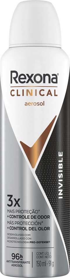 DESODORANTE AEROSOL REXONA CLINICAL 150ML FEM INVIS
