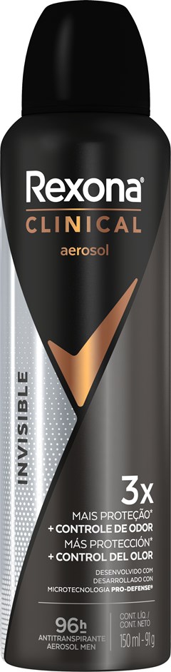 DESODORANTE AEROSOL REXONA CLINICAL 150ML FEM INVISIBLE