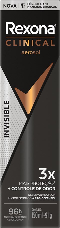DESODORANTE AEROSOL REXONA CLINICAL 150ML FEM INVISIBLE