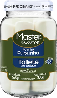 PALMITO PUPUNHA MASTER GOURMET TOLETE 300G VIDRO