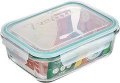 POTE DE VIDRO RETANGULAR VITAZZA 1L COM TAMPA HERMÉTICA NATURAL
