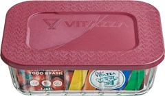 POTE DE VIDRO RETANGULAR VITAZZA 1L OCEANI COM TAMPA NATURAL