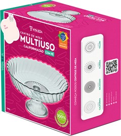 CENTRO DE MESA DE VIDRO CALIFORNIAZÃO COM PE VERMELHO