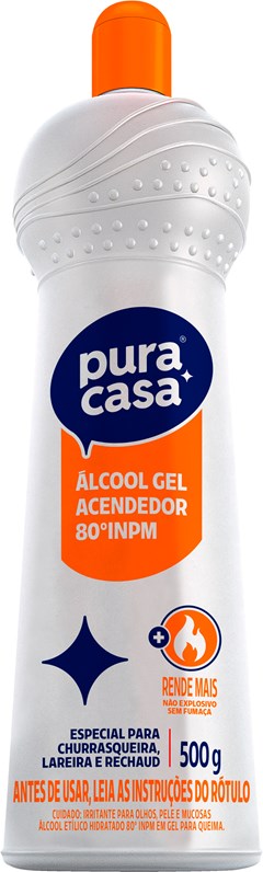 ALCOOL EM GEL 500GR PURA CASA 80° CHAMA