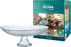 CENTRO DE MESA VIDRO VITAZZA PLUMA COM PÉ NATURAL