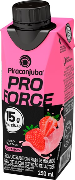 BEBIDA LACTEA PIRACANJUBA PROFORCE 15G PROTEINA 250ML MORANGO S/LACTOSE