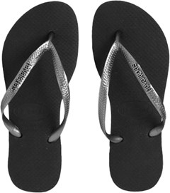 SANDÁLIA HAVAIANAS SLIM LOGO MET PRETO/PRATA 39/40