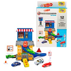 BRINQUEDO PISTA ESTACIONAMENTO E CARRO 12PC