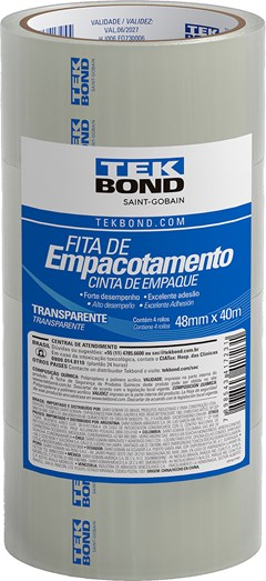FITA ADESIVA TEKBOND EMPACOTAMENTO 48MMX40M TRANSPARENTE