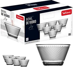 CONJUNTO TIGELA DE SOBREMESA BOWL DE VIDRO ZIG 300ML