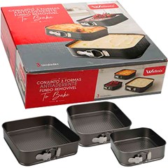 CONJUNTO FORMAS ANTIADERENTE WELLMIX QUADRADA FUNDO REMOVIVEL