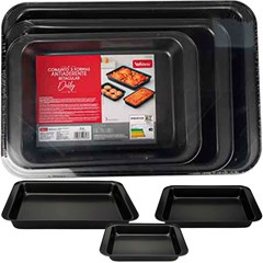 CONJUNTO FORMAS ANTIADERENTE WELLMIX RETANGULAR DELLY CINZA
