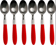 COLHER DE MESA INOX AUSTRALIA CABO VERMELHO EM CASA TEM