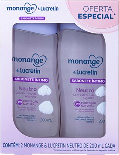 SABONETE LÍQUIDO ÍNTIMO MONANGE LUCRET 2X200ML NEUTRO