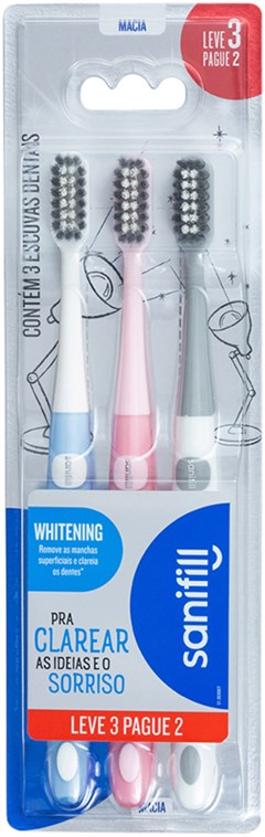 ESCOVA DENTAL SANIFILL WHITENING PACK COM 3
