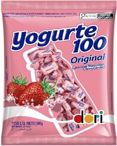 BALA DORI MASTIGAVEL 500G YOGURTE 100 MORANGO