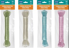 CORDA DE VARAL DE POLIESTER REVESTIDA EM PVC MOR 15M COR SORTIDA