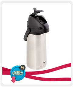 GARRAFA TÉRMICA MOR TOTAL INOX AIRPOT C/ ALAVANCA 1,9L - AMPOLA DE INOX