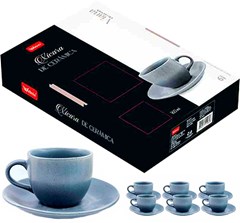 XÍCARA DE CERAMICA COM PIRES 160ML VIANA CINZA