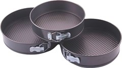 CONJUNTO DE FORMAS REDONDA ANTI ADERENTE COM FUNDO REMOVIVEL 24/26/28CM EM CASA TEM