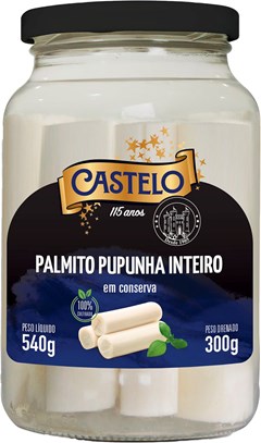 PALMITO PUPUNHA CASTELO INTEIRO 300G VIDRO