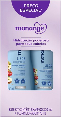 SHAMPOO 300ML + CONDICIONADOR 170ML MONANGE LISO BRILHANTES