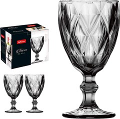 TAÇA DE VIDRO DIAMOND CINZA 325ML WELMIX