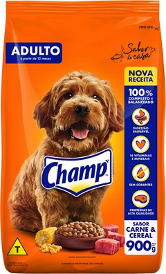 RAÇÃO CÃO CHAMP 900G ADULTO CARNE & CEREAL