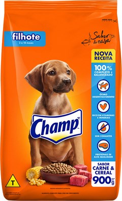 RAÇÃO CÃO CHAMP 900G FILHOTE CARNE & CEREAL
