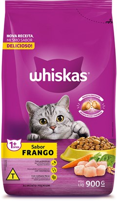 RAÇÃO GATO WHISKAS 900G ADULTO FRANGO
