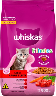 RAÇÃO GATO WHISKAS 900G FILHOTE CARNE