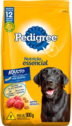 RAÇÃO CÃO PEDIGREE 900G ADULTO CARNE NUTRIÇÃO ESSENCIAL