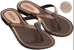 SANDÁLIA GRENDHA BRILHO  MARROM URSO/ROSE 35