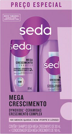 SHAMPOO DE 300ML + CONDICIONADOR DE 190ML SEDA MEGA CRESCIMENTO