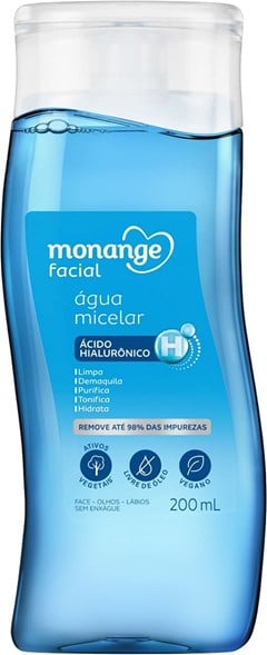 ÁGUA MICELAR MONANGE 200ML ÁCIDO HIALURÔNICO