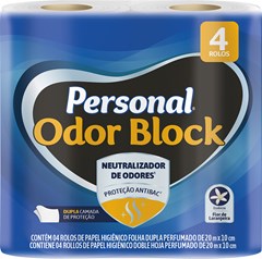 PAPEL HIGIÊNICO FOLHA DUPLA PERSONAL VIP 20MT ODOR BLOCK