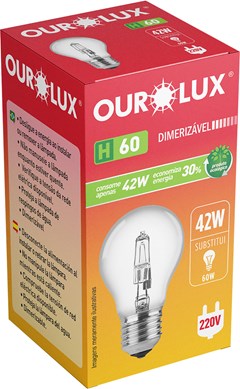 LÂMPADA HALÓGENA OUROLUX 220 VOLTS 42 WATTS