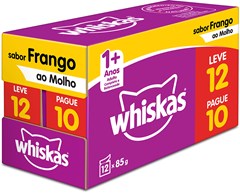 RAÇÃO GATO WHISKAS 85G SACHE ADULTO FRANGO L12P10