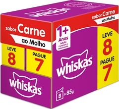 RAÇÃO GATO WHISKAS 85G SACHE ADULTO CARNE L8P7