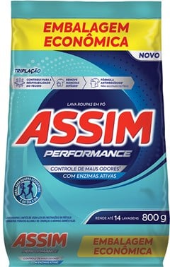 SABÃO PÓ ASSIM 800G SACHE PERFORMANCE