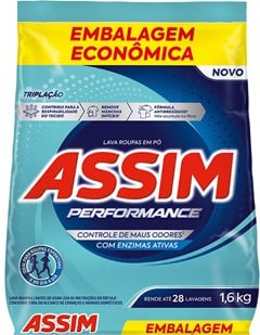 SABÃO PÓ ASSIM 1,6KG SACHE PERFORMANCE